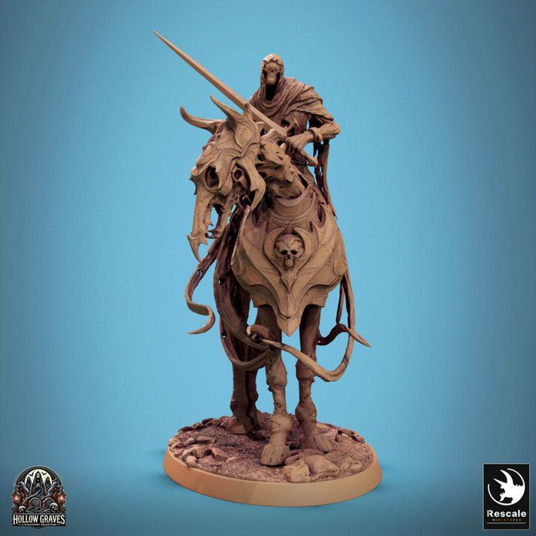 Undead Skeletal Horse Rider Miniature (large) | Rescale Miniatures ...