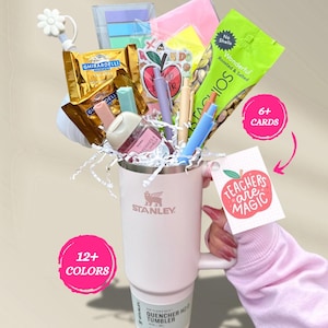 Back to School Teacher and Student Gift Set – Tumbler Gift Box w/ Pens, Sticky Notes, Tabs, Snacks, Hand Sanitizer – Teacher Essentials Kit