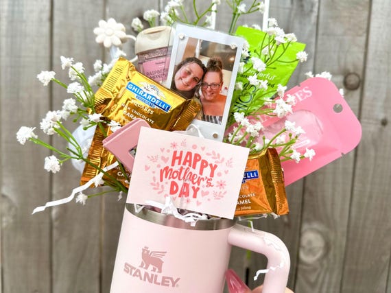 Mother's Day Gift | Stanley Cup Bouquet with Chocolates, Self-Care Treats & Personalized Touches