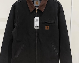 Vintage Carhart JQ185 Black Canvas 90s Work Jacket Sz 48 Corduroy