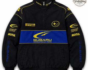 Vintage Subaru Racing Jacket: Y2K Motorsport Bomber Coat Retro Streetwear