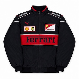 Chaqueta de carreras Ferrari vintage: abrigo bomber de estilo urbano para el mundo del motor de F1