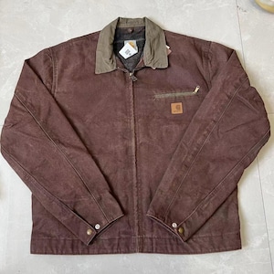 Retro Cahartt -J97 Brown Duck Detroit Work Jacket- Reworked Vintage Workwear Jacket - Vintage Detroit Jacket - Carhartt Jacket