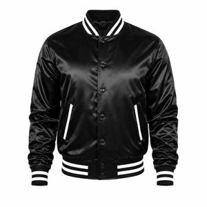 Satin Varsity Jacket: Vintage Letterman Bomber Jacket Unisex
