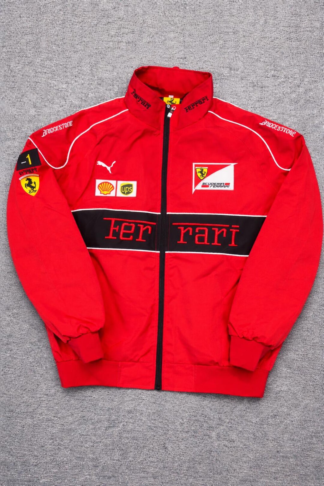 Vintage Ferrari Racing Jacket: F1 Motorsport Red Bomber Streetwear Coat ...