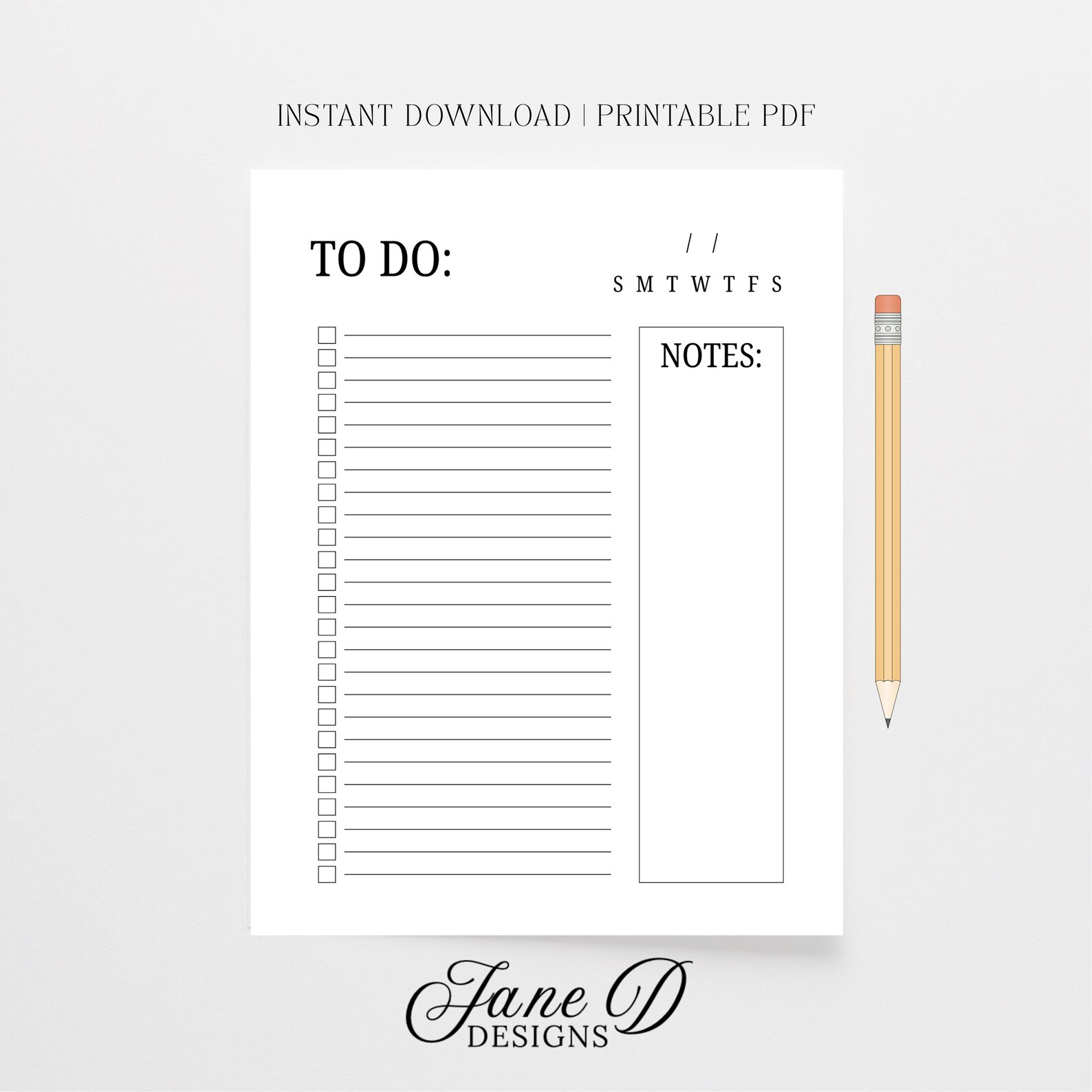 Minimalist To-do List Printable – Daily Task Planner PDF – Simple ...