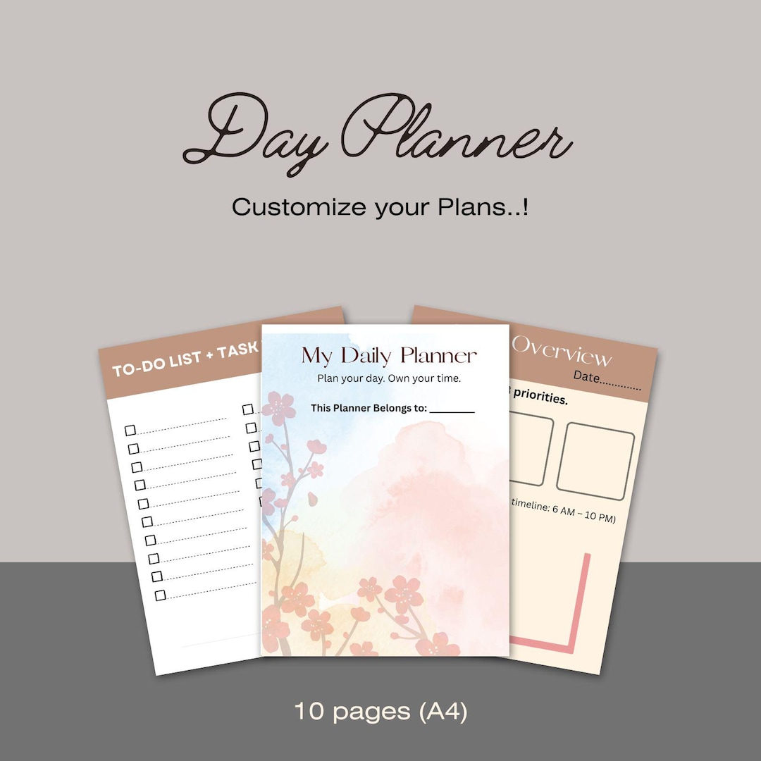 Day Planner Printable PDF, Daily Schedule Template, To-do List, Goal ...