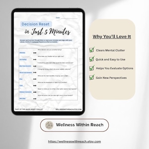 Beslissingsformulier voor het resetten: hulpmiddel voor snelle duidelijkheid als je het gevoel hebt vast te zitten | Direct downloaden | Werkblad mindset en uitvoerende functies (pdf)