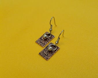 Ring around the rectangle antique copper earrings (Style #470A)