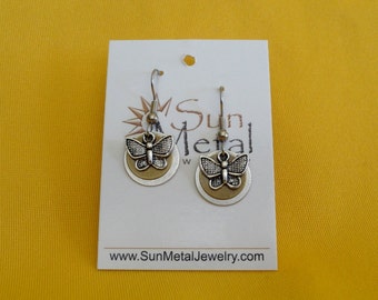 Butterflies are free to fly silver and gold earrings (Style #282G)