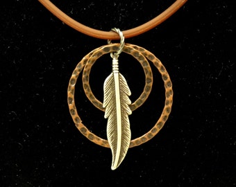 Dreamcatcher antique copper and silver pendant (Style #1474CS)