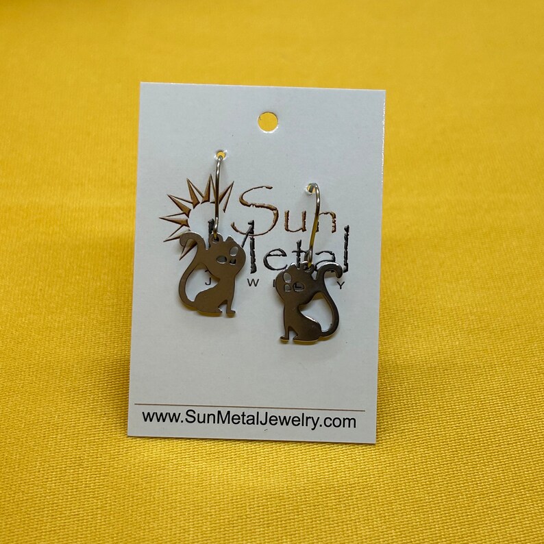 Itty bitty pretty kitty silver earrings Style 275 image 2