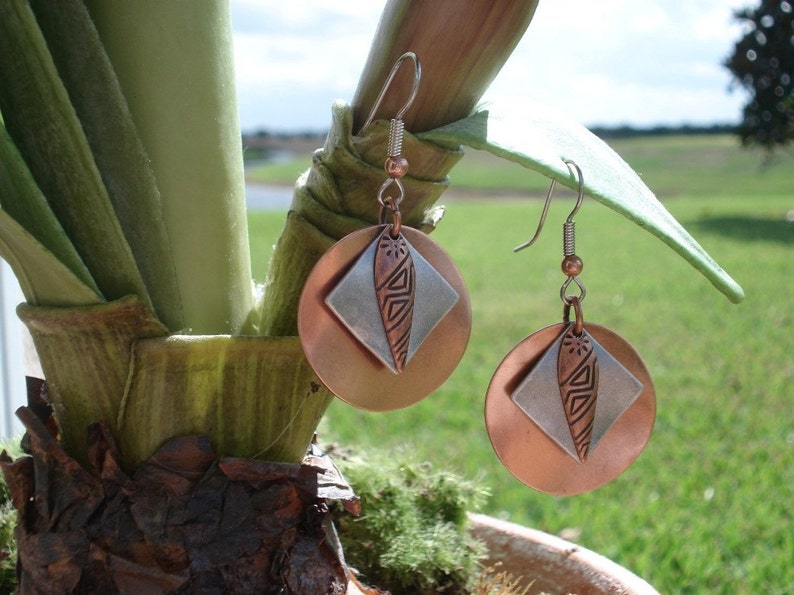 Dawn of a new day copper and silver earrings Style 447 画像 3