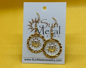 You are my sunshine bright gold and silver earrings (Style #374)