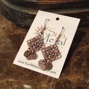 Copper dropper earrings Style 439 image 3