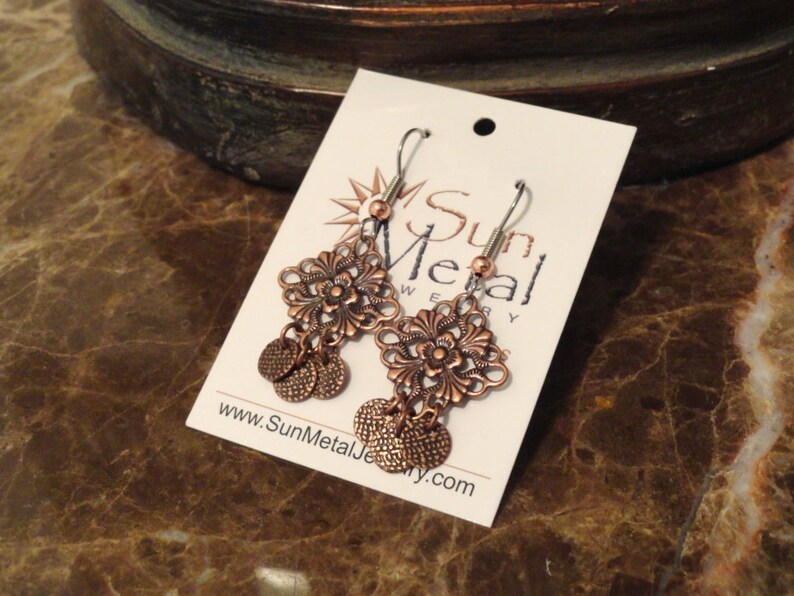 Copper dropper earrings Style 439 image 3