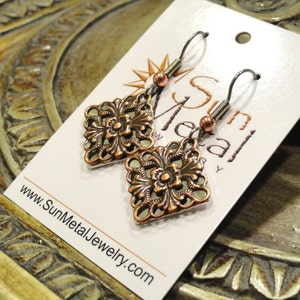 Surprise earrings in antique copper on silver Style 445S image 3