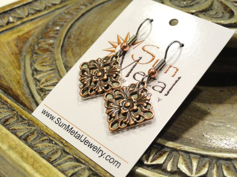 Surprise earrings in antique copper on silver Style 445S image 3