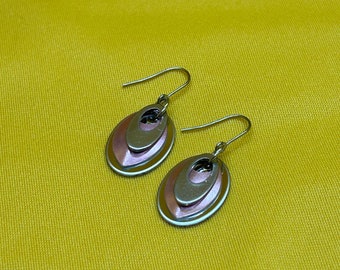Ovalicious silver and pink stainless steel and aluminum earrings (Style #732)