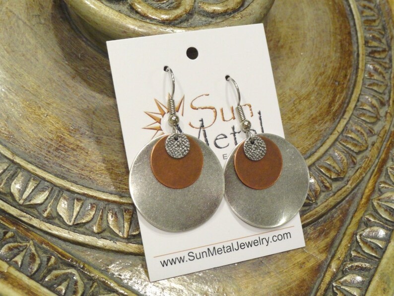 Bette Davis eyes silver and copper earrings Style 214 image 3