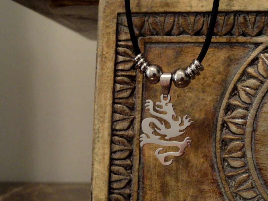 Stainless Steel Dragon Necklace Etsy