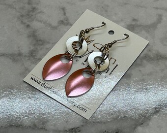 Goddess pink and silver aluminum earrings (Style #730SP)