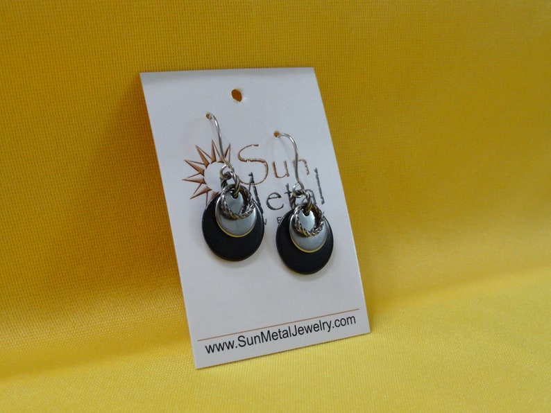 Smoking hot black and silver stainless steel earrings Style 508 image 2