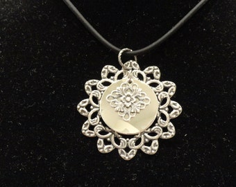 Surprise pendant in antique silver and shiny silver (Style #1245)