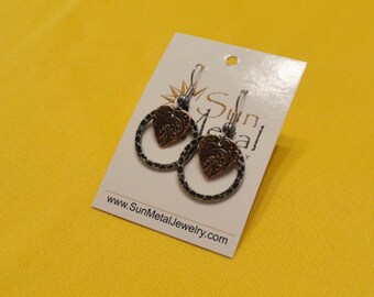 You gotta have a little heart antique silver and copper earrings (Style #239C)