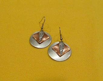 Dawn of a new day silver and copper earrings (Style #295)