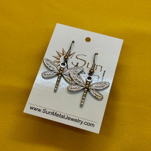 Strength, growth, courage, love, stainless steel, dragonfly, earrings (Style #291)