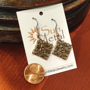 Surprise earrings in antique copper on silver Style 445S image 6