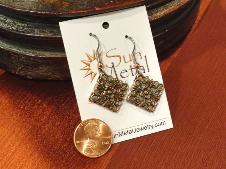Surprise earrings in antique copper on silver Style 445S image 6