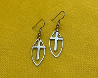 Small cross stainless steel earrings (Style #C-5)