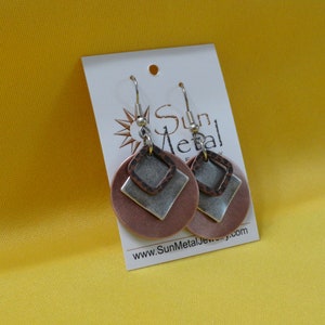 Angle of the dangle copper and silver earrings Style 457 image 1