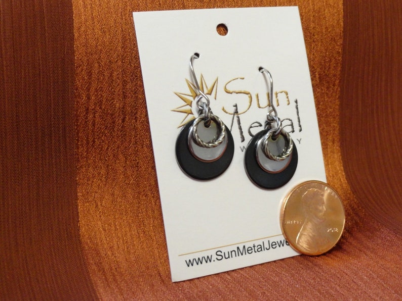 Smoking hot black and silver stainless steel earrings Style 508 image 4