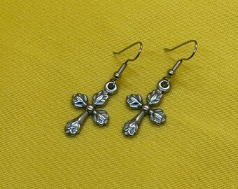Fancy cross stainless steel earrings (Style #C-4)