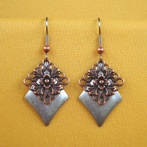 Silver and copper is a show stopper earrings Style 249C image 1