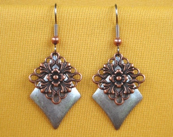 Silver and copper is a show stopper earrings (Style #249C)