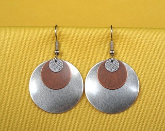 Bette Davis eyes silver and copper earrings (Style #214)