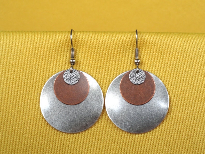 Bette Davis eyes silver and copper earrings Style 214 image 1