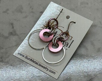 Circle of life silver and pink earrings (Style #731)
