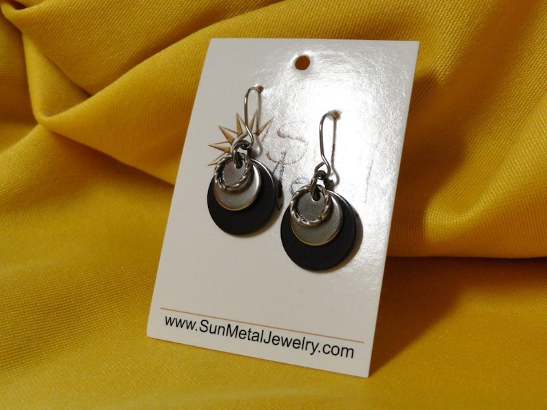 Smoking hot black and silver stainless steel earrings Style 508 image 1