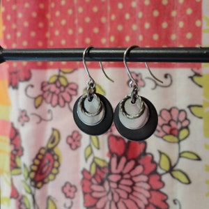 Smoking hot black and silver stainless steel earrings Style 508 image 3