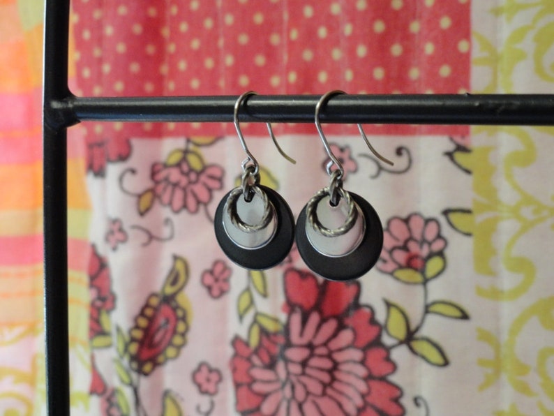 Smoking hot black and silver stainless steel earrings Style 508 image 3