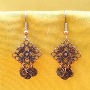 Copper dropper earrings Style 439 image 1