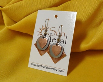 Sweet Heart copper and silver earrings (Style #440S)