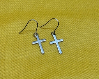 Small cross stainless steel earrings (Style #C-2)