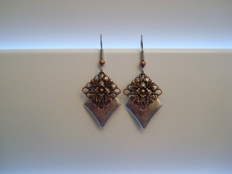 Silver and copper is a show stopper earrings Style 249C image 5