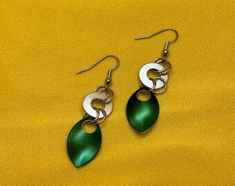 Goddess silver and green aluminum earrings (Style #720)